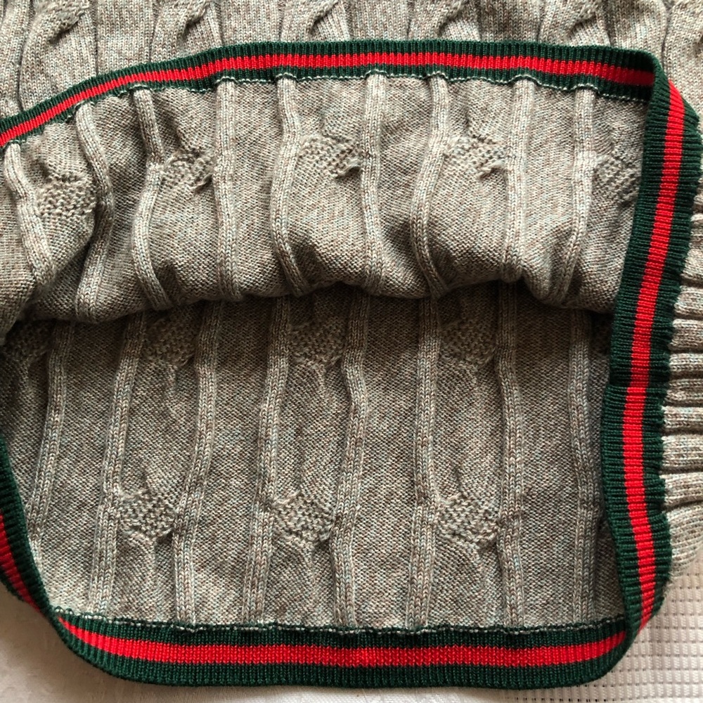 Gucci Gray Cable-Link Rib Knit Wool Polo Top Button-Up Sweater Women’s Size XS - Picture 15 of 16